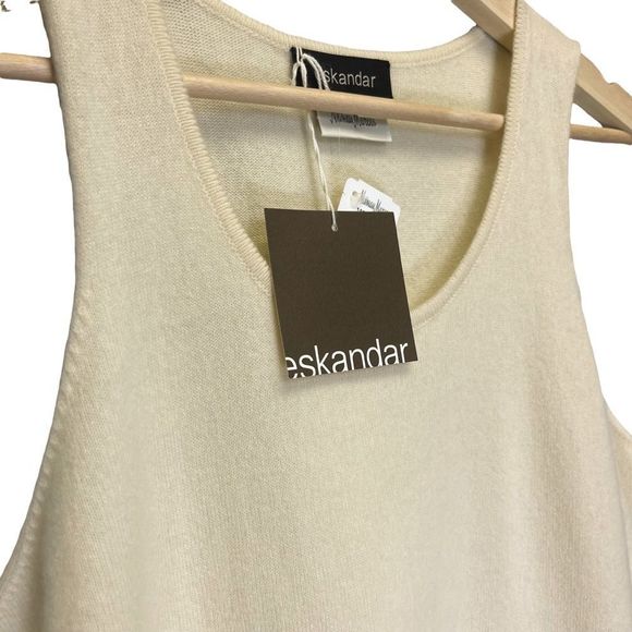 New Eskandar Top 100% Cashmere knit Blouse Cream Ivory Size 1 Large - Picture 5 of 7